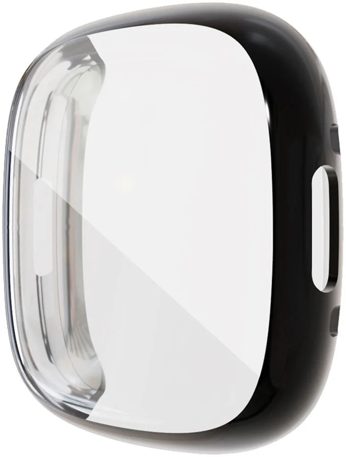 Fitbit Sense 2 Hoesje - Full Protect Flexibel TPU Case - Transparant Zwart afbeelding 1