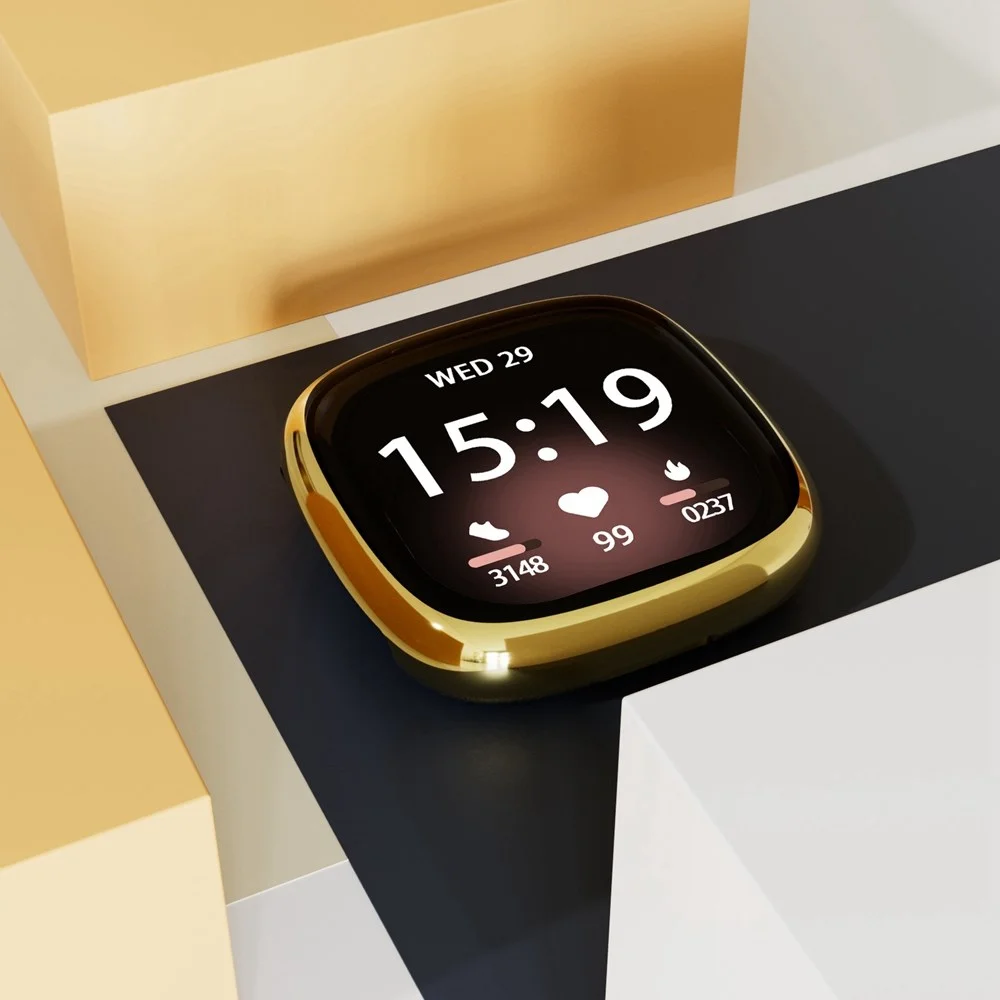 Fitbit Sense 2 Hoesje - Full Protect Flexibel TPU Case - Transparant Zwart afbeelding 2