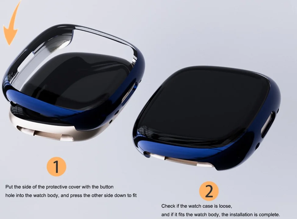 Fitbit Sense 2 Hoesje - Full Protect Flexibel TPU Case - Transparant Zwart afbeelding 4