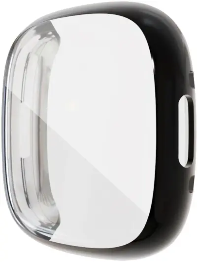 Fitbit Sense 2 Hoesje - Full Protect Flexibel TPU Case - Transparant Zwart afbeelding 1