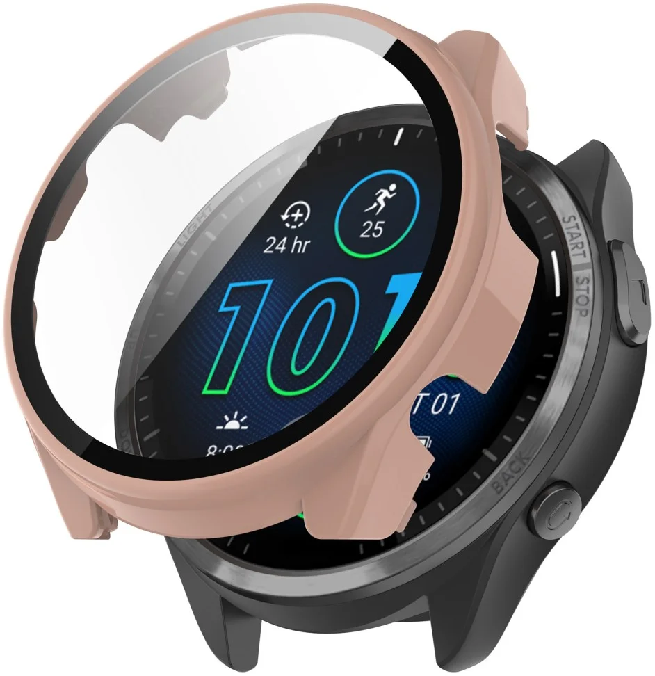 Garmin Forerunner 965 Hoesje Bumper met Tempered Glass Roze afbeelding 1