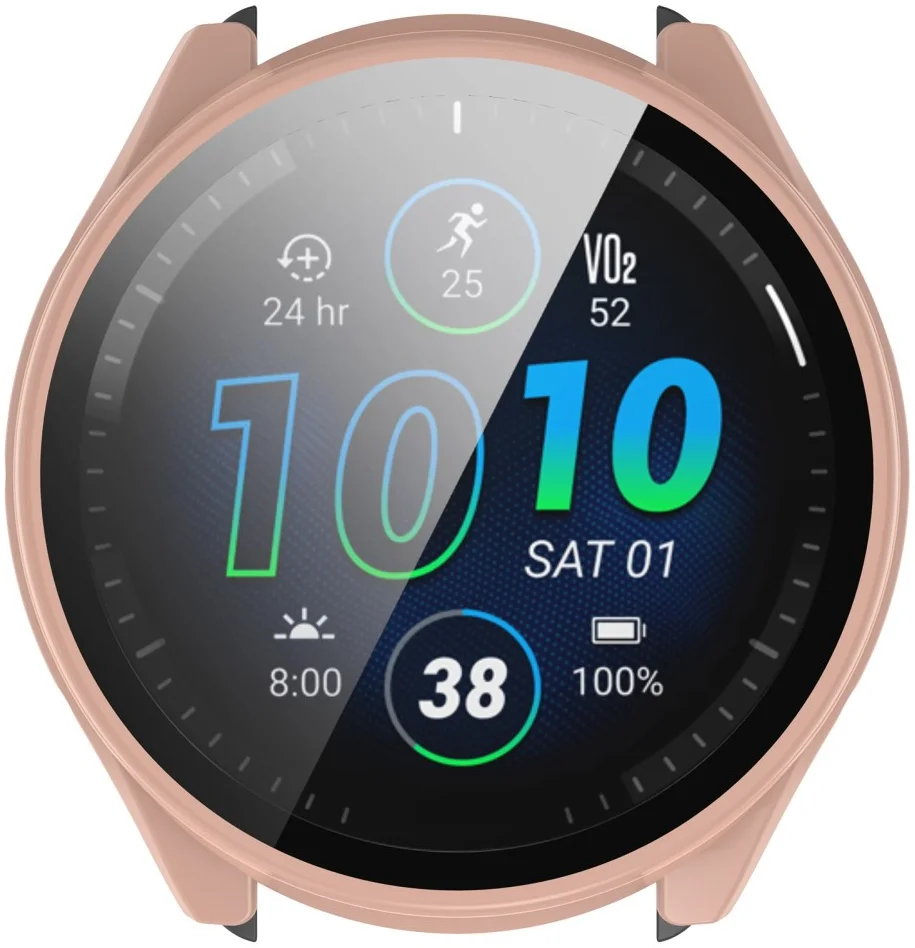 Garmin Forerunner 965 Hoesje Bumper met Tempered Glass Roze afbeelding 2