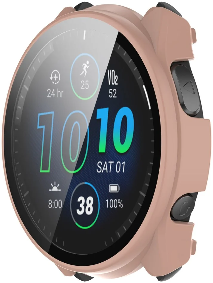 Garmin Forerunner 965 Hoesje Bumper met Tempered Glass Roze afbeelding 5
