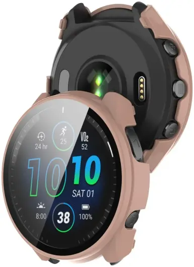 Garmin Forerunner 965 Hoesje Bumper met Tempered Glass Roze afbeelding 3
