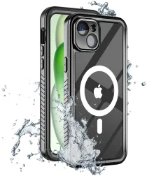 Armor-X iPhone 15 Plus Hoesje IP68 Waterdicht MagSafe Case Transparant afbeelding