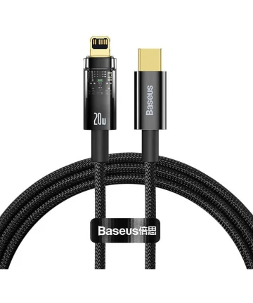 Baseus Explorer Series USB-C naar Lightning Kabel PD 20W Zwart 1 Meter Kabels