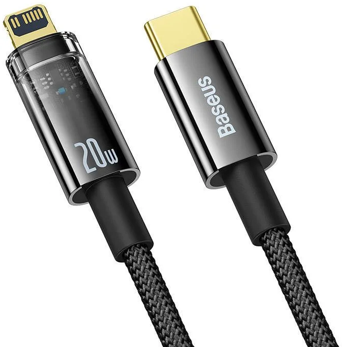 Baseus Explorer Series USB-C naar Lightning Kabel PD 20W Zwart 1 Meter afbeelding 2