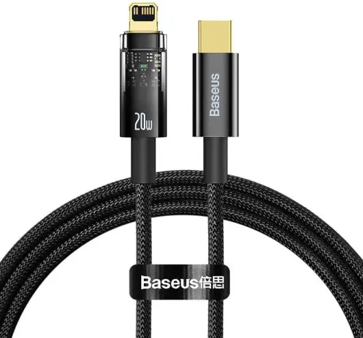 Baseus Explorer Series USB-C naar Lightning Kabel PD 20W Zwart 1 Meter afbeelding 1