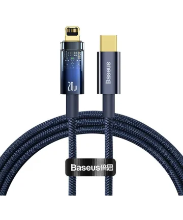 Baseus Explorer Series USB-C naar Lightning Kabel PD 20W Blauw 1 Meter Kabels