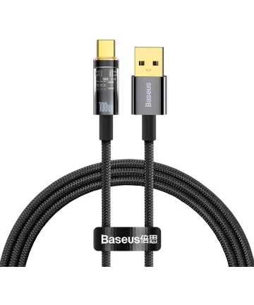 Baseus Explorer Series USB naar USB-C Kabel 100W Zwart 1 Meter Kabels