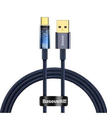 Baseus Explorer Series USB naar USB-C Kabel 100W Blauw 1 Meter Kabels