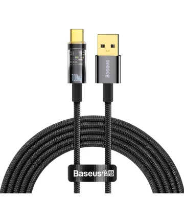 Baseus Explorer Series USB naar USB-C Kabel 100W Zwart 2 Meter Kabels