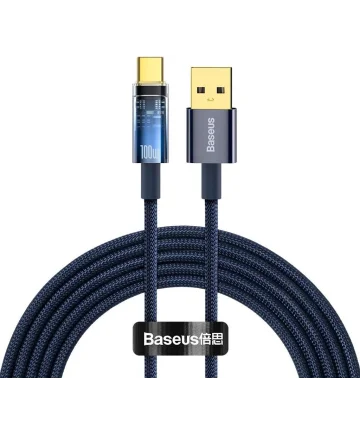 Baseus Explorer Series USB naar USB-C Kabel 100W Blauw 2 Meter Kabels