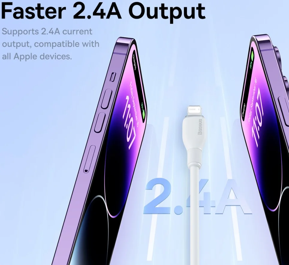 Baseus Pudding USB-A naar Apple Lightning Kabel 2.4A 1.2M Wit afbeelding 3