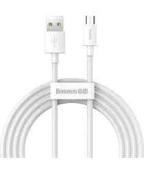 Baseus Simple Wisdom USB naar Micro USB Kabel 2.4A 1.5M Wit (2-Pack)