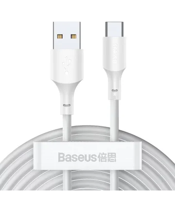 Baseus Simple Wisdom 5A USB naar USB-C Kabel 40W 1.5M Wit (2-Pack) Kabels