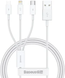 Baseus Superior 3-in-1 USB naar Lightning/USB-C/MicroUSB Kabel 1M