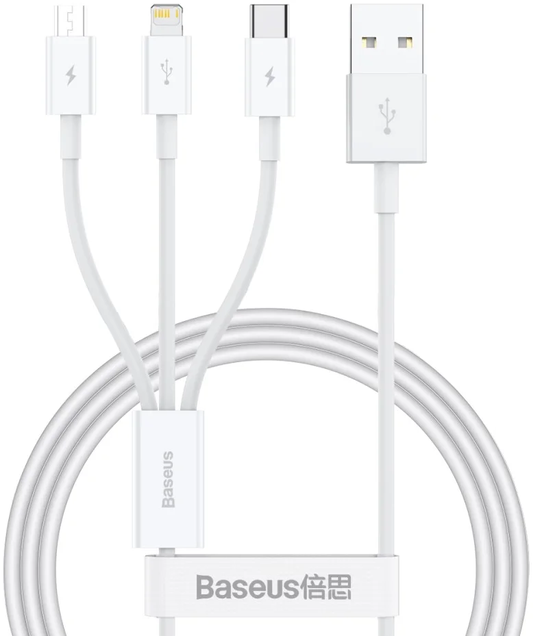 Baseus Superior 3-in-1 USB naar Lightning/USB-C/MicroUSB Kabel 1M afbeelding 1