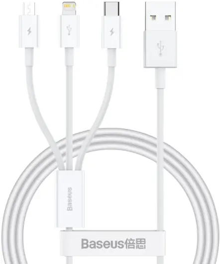 Baseus Superior 3-in-1 USB naar Lightning/USB-C/MicroUSB Kabel 1M afbeelding 1