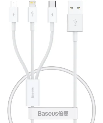 Baseus Superior 3-in-1 USB naar Lightning/USB-C/MicroUSB Kabel 0.5M Kabels