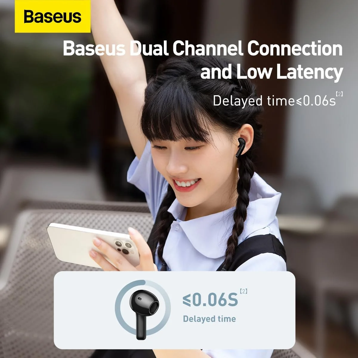 Baseus Bowie E3 True Wireless Bluetooth Earphones Zwart afbeelding 5