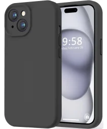 Apple iPhone 15 Hoesje Camera Bescherming Siliconen Back Cover Zwart