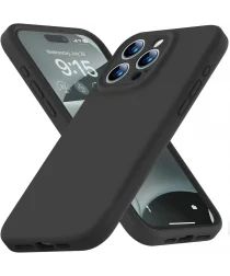 Apple iPhone 15 Pro Max Hoesje met Camera Bescherming Siliconen Zwart
