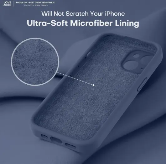 Apple iPhone 15 Hoesje met Camera Bescherming Siliconen Donkerblauw afbeelding 4