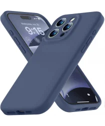 Apple iPhone15 Pro Max Hoesje Camera Bescherming Siliconen Donkerblauw afbeelding