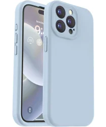 Apple iPhone 15 Pro Hoesje met Camera Bescherming Siliconen Blauw