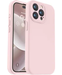 Apple iPhone 15 Pro Hoesje met Camera Bescherming Siliconen Roze