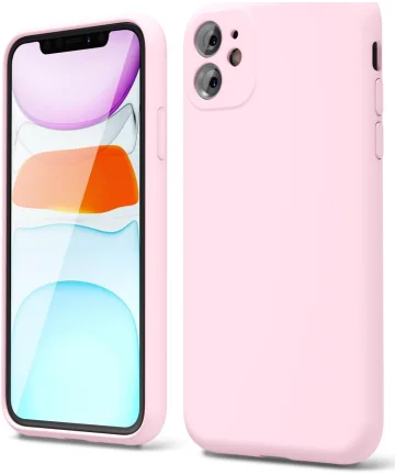 Apple iPhone 11 Hoesje met Camera Bescherming Dun TPU Back Cover Roze Hoesjes