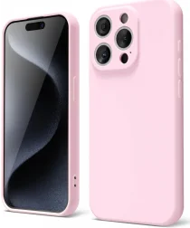 Apple iPhone 15 Pro Hoesje Camera Bescherming Dun TPU Back Cover Roze