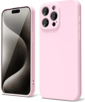 Apple iPhone 15 Pro Max Hoesje met Camera Bescherming Dun TPU Roze Hoesjes