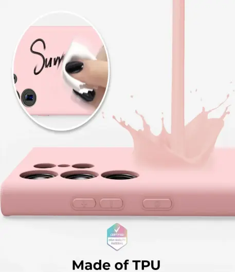 Samsung Galaxy A14 Hoesje Camera Bescherming Dun TPU Back Cover Roze afbeelding 3