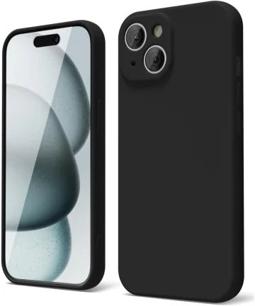 Apple iPhone 15 Hoesje met Camera Bescherming Dun TPU Back Cover Zwart Hoesjes
