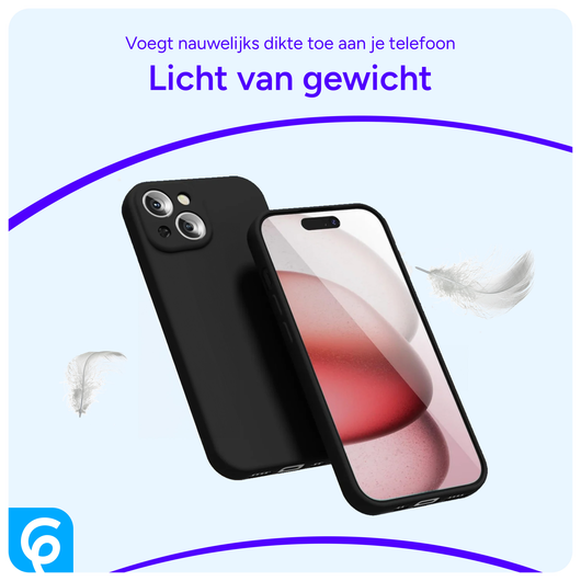 Apple iPhone 15 Hoesje met Camera Bescherming Dun TPU Back Cover Zwart afbeelding 2