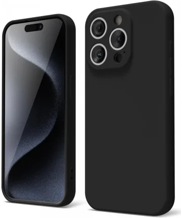 Apple iPhone 15 Pro Hoesje Camera Bescherming Dun TPU Back Cover Zwart Hoesjes