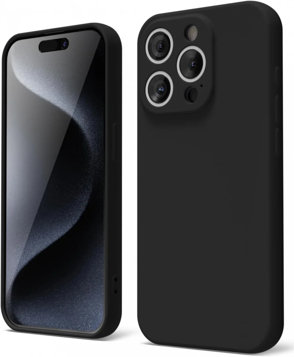 Apple iPhone 15 Pro Hoesje Camera Bescherming Dun TPU Back Cover Zwart afbeelding 1