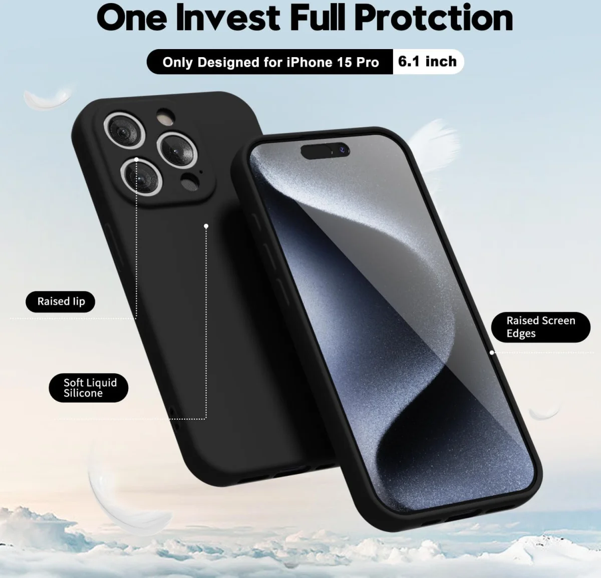 Apple iPhone 15 Pro Hoesje Camera Bescherming Dun TPU Back Cover Zwart afbeelding 2