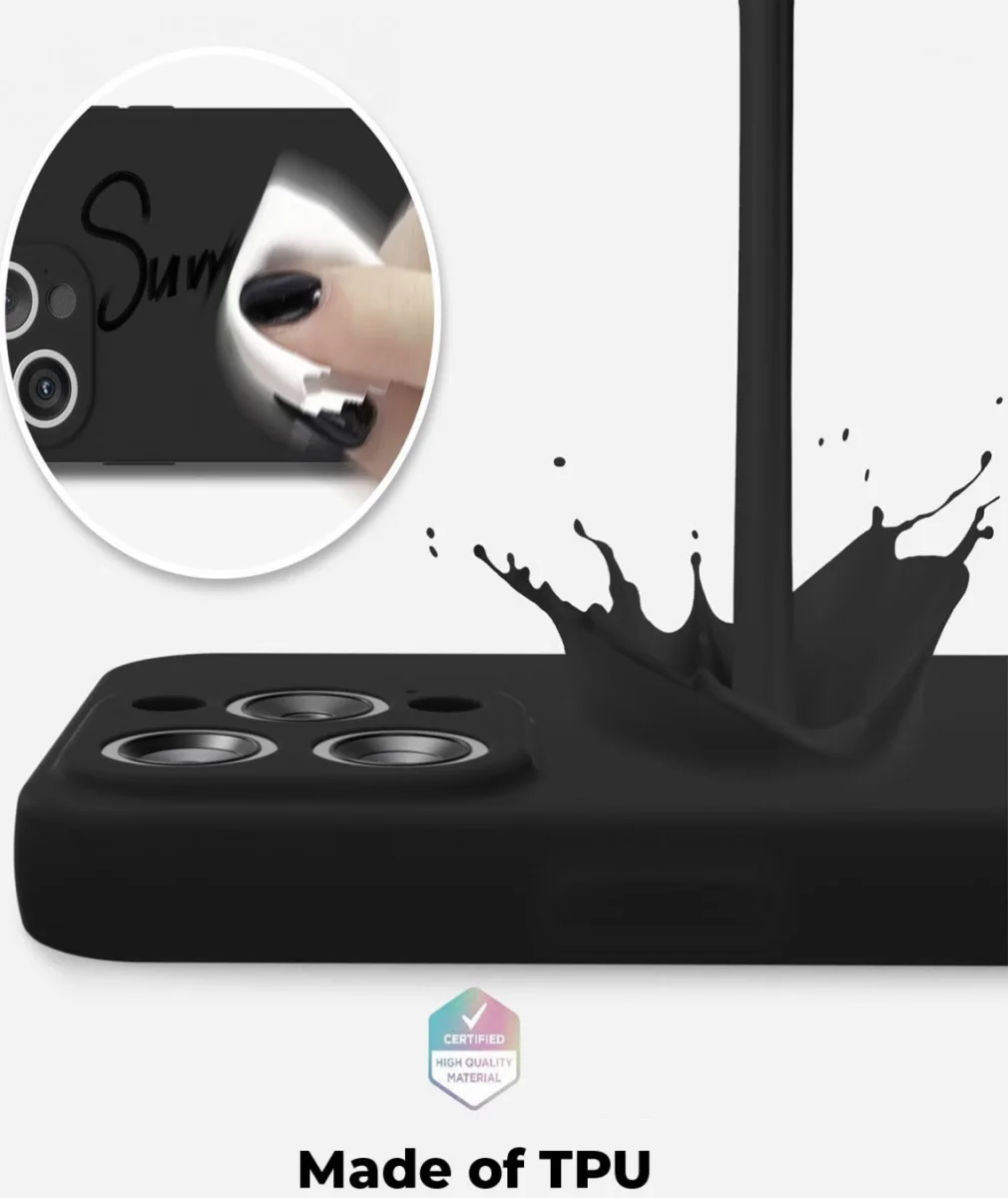 Apple iPhone 15 Pro Hoesje Camera Bescherming Dun TPU Back Cover Zwart afbeelding 3