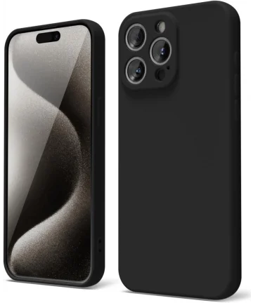 Apple iPhone 15 Pro Max Hoesje met Camera Bescherming Dun TPU Zwart Hoesjes