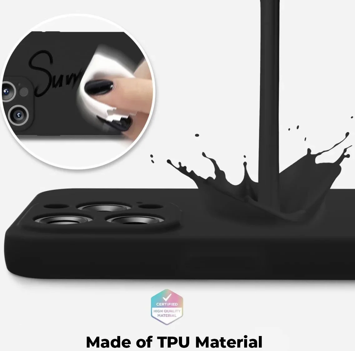 Apple iPhone 15 Pro Max Hoesje met Camera Bescherming Dun TPU Zwart afbeelding 3
