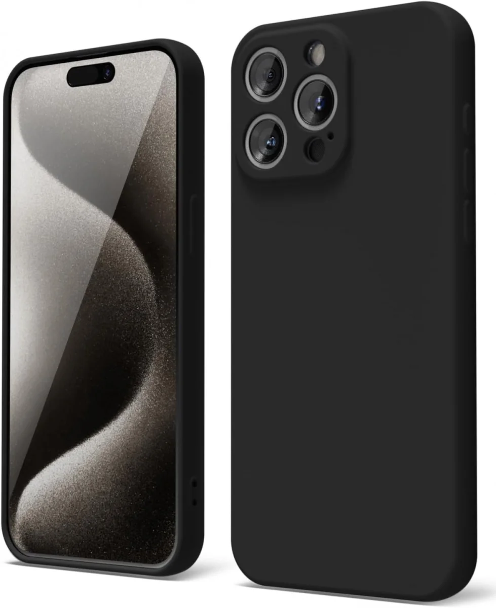 Apple iPhone 15 Pro Max Hoesje met Camera Bescherming Dun TPU Zwart afbeelding 1