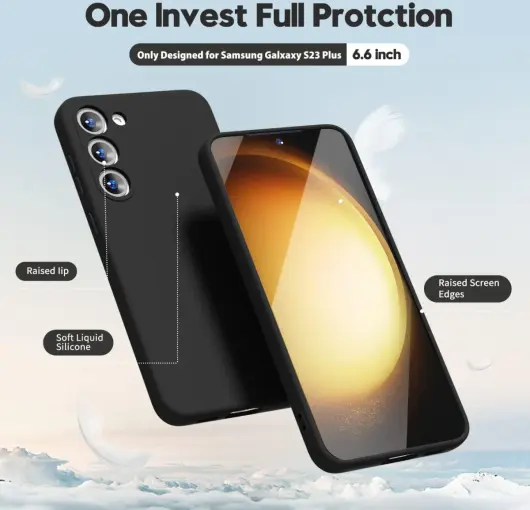 Samsung Galaxy S23 Plus Hoesje met Camera Bescherming Dun TPU Zwart afbeelding 2