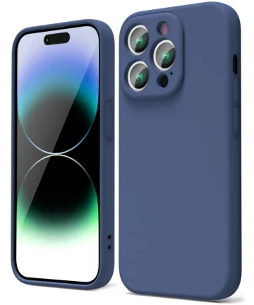 Apple iPhone 14 Pro Hoesje met Camera Bescherming Dun TPU Donkerblauw Hoesjes