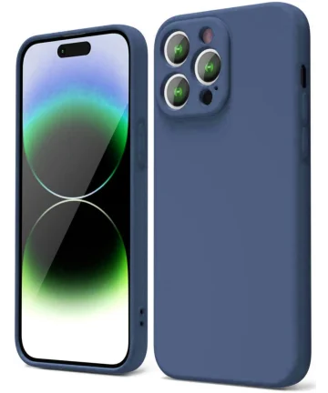 Apple iPhone 14 Pro Max Hoesje Camera Bescherming Dun TPU Donkerblauw Hoesjes