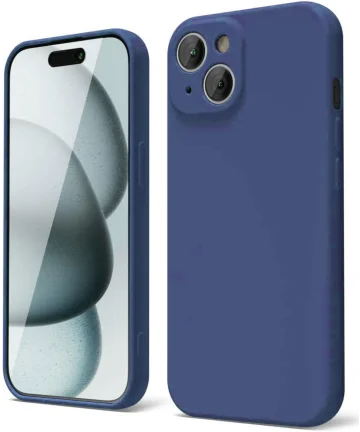 Apple iPhone 15 Hoesje met Camera Bescherming Dun TPU Back Cover Navy Hoesjes