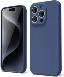 Apple iPhone 15 Pro Hoesje met Camera Bescherming Dun TPU Donkerblauw