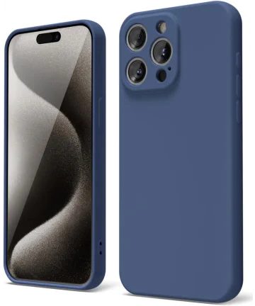 Apple iPhone 15 Pro Max Hoesje Camera Bescherming Dun TPU Donkerblauw Hoesjes